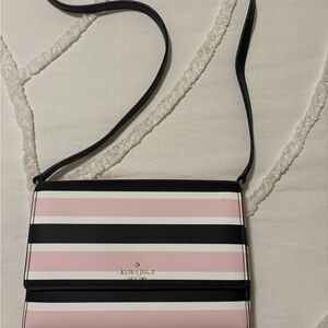 Kate Spade Pink and Black Striped Crossbody